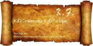 Körmendy Füzike névjegykártya